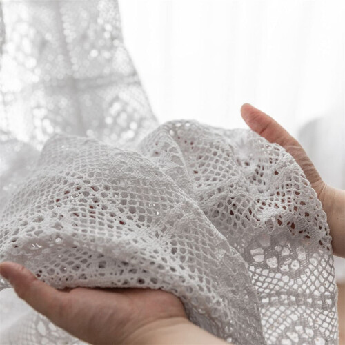 WINYY Boho Κουρτίνες από Δαντέλα με Πλεκτό Βαμβάκι 59x87 ίντσες