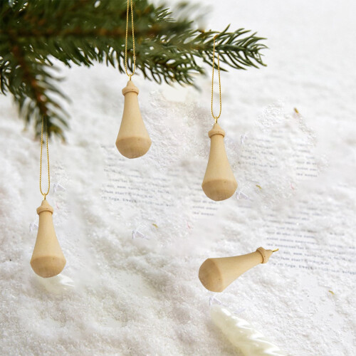 JingChun julepynt i tre, blanke DIY-trekuler, 3