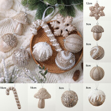Champagne Silver Christmas Balls, PET/PS, 7-10 pcs