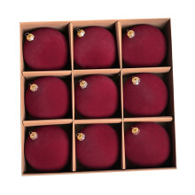 10cm Velvet Christmas Balls Set – 9 pcs, Wine Red & Blue