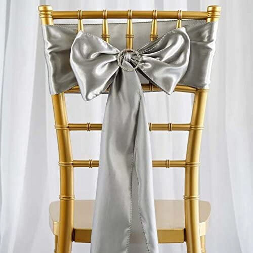 25 fasce per sedia in argento 6x106 cm