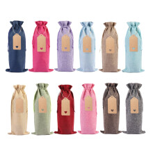 Ensemble de sacs à bouteilles de vin en lin – Décoration de Noël réutilisable