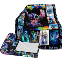 Cartoon Stitch deken, zacht flanel, 2 maten