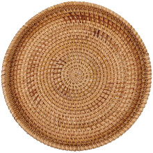 Plateau à dessert rond en rotin 22 cm
