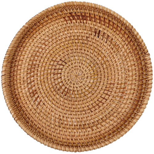 Plateau à dessert rond en rotin 22 cm