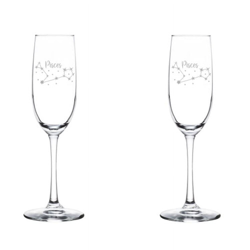 2er-Pack Champagnergläser mit dem Sternzeichen Fische (237 ml)
