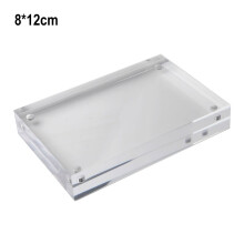 Moldura de acrílico transparente para fotos, 8x12cm, 10+10mm de espessura.