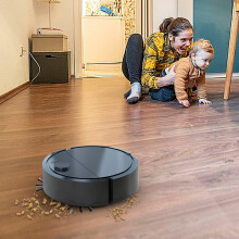 Mini robot aspirapolvere con aspirazione, funzione lavapavimenti e batteria da 400 mAh.