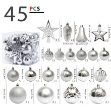 Ensemble de 45 boules argentées pour sapin de Noël