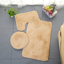 3-Piece Shaggy Bath Mat Set with Non-Slip Rubber