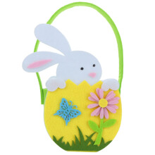 Bolsa de regalo de conejito de Pascua, bolsa de tela con forma de conejo para dulces, color amarillo.