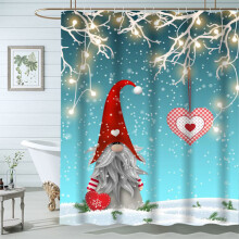 Cortina de chuveiro natalina 180x180cm em poliéster