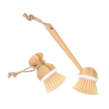 Ensemble de 2 brosses à vaisselle et évier en bambou