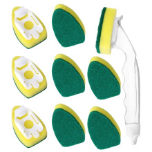 Dishwashing Brush Set with 9 Replaceable Heads and Long