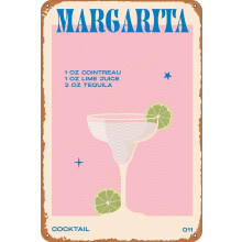 Retro Margarita Metal Wall Sign 30 x 20 cm