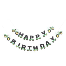 Green Tractor Birthday Banner Garland