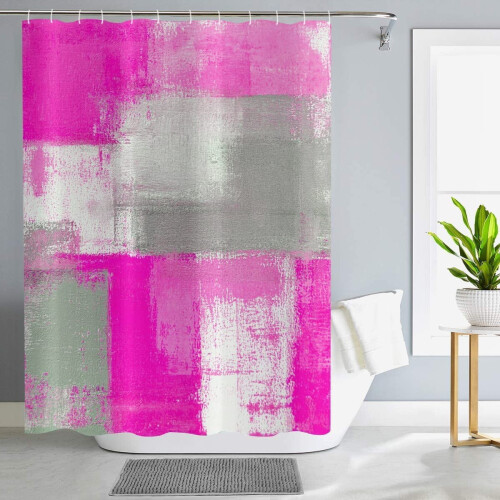 Duschdraperi med abstrakt akvarellmotiv, polyester,