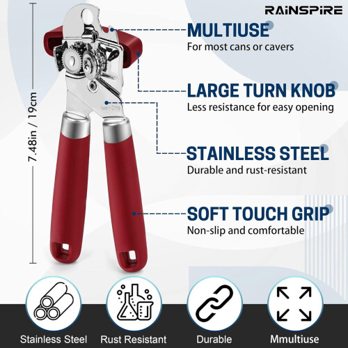 Stainless Steel Multi-Function Can Opener with Ergonomic 2