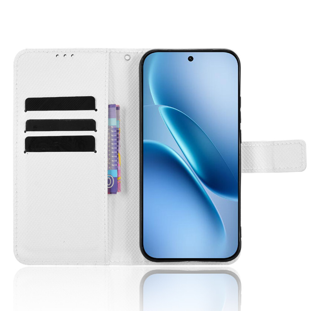(White) Phone Cover For Vivo Iqoo 15R / Vivo Iqoo Z11 Turbo 5G Leather Wallet Case With Strap Diamond Textur White 6914299517900