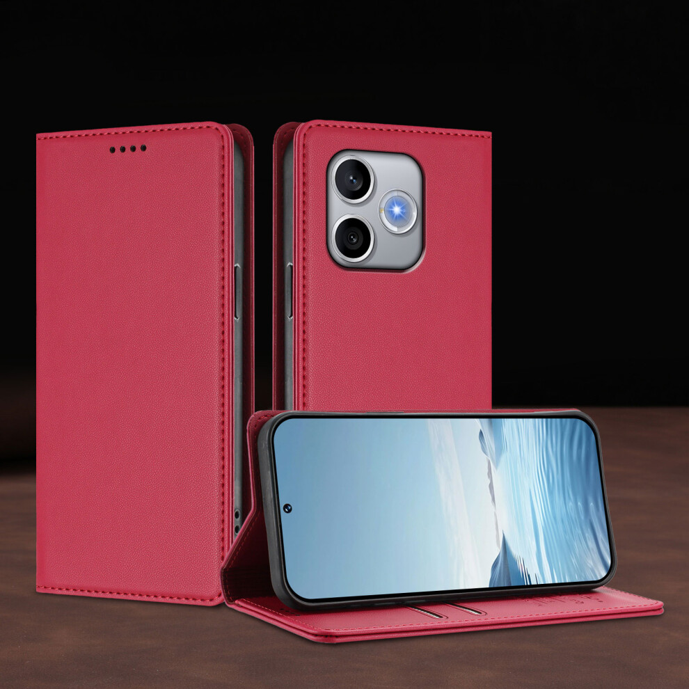 (Red) Phone Cover For Honor 600 Lite 5G Leather Wallet Case Magnetic Closure Rfid Blocking Phone Cover Red 6914298612828