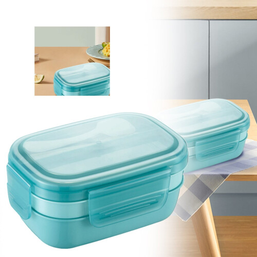 Lunch Box Neutral Stackable 67 oz with Cutlery 3-Compartment