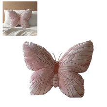 Butterfly-shaped throw pillow soft pink plush velvet 15.7 in