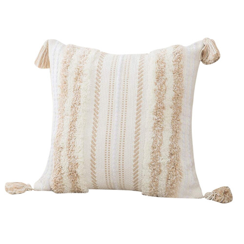Housses de coussin bohèmes touffetées avec pompons (lot de 2)