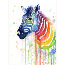 Szivárványos zebra akvarell állati művészeti nyomat