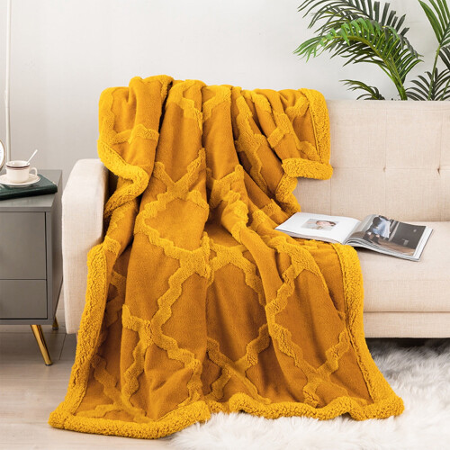 Soft Polyester Throw Blanket 100x150cm Yellow