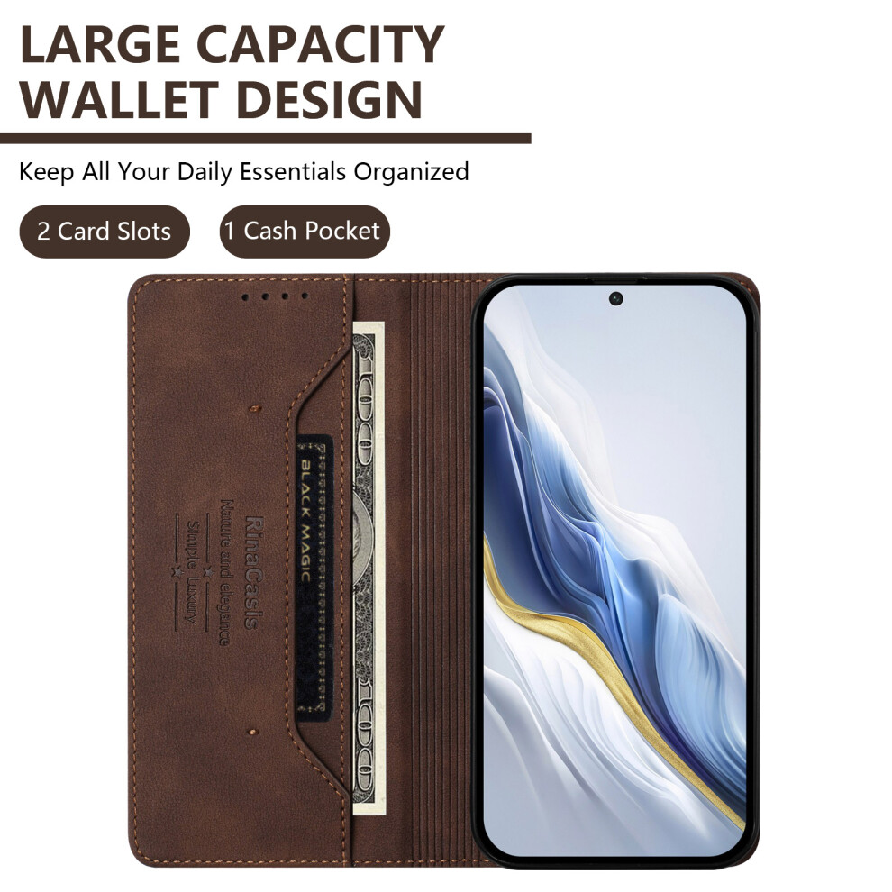 (Brown) Phone Cover For Honor 600 Lite 5G Case Rinacasis Rc23 Rfid Blocking Wallet Stand Pu Leather Phone Co Brown 6914294818941