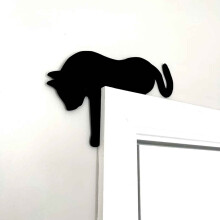 Décoration de cadre de porte en bois pour chat d'Halloween