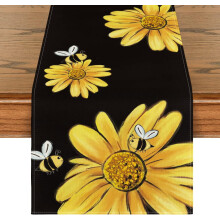 Bee & Sunflower Table Runner – Polyester, 100 cm x 300 cm