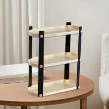 Prateleira de mesa transparente de 3 camadas, plástico, preta
