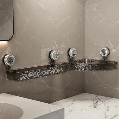 Glacier Pattern Suction Shelf – Gray, Fan Style, No-Drill