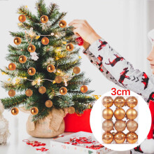 Décoration de sapin de Noël - Boule en plastique 3 cm - Lot de 24