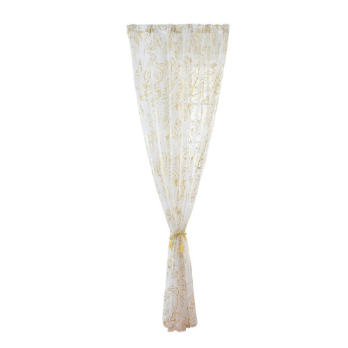 Cortina de voile bronzeado com penas douradas 200x100cm