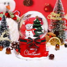 Bola de nieve de resina con forma de Papá Noel y caja de música, 11x9x9 cm.