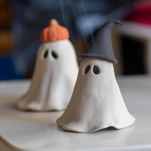 Porta incienso de fantasma de resina para decoración de Halloween, 10 cm