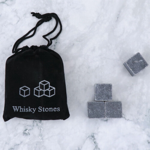 XIUH granitt whiskysteiner sett med 4 med pose