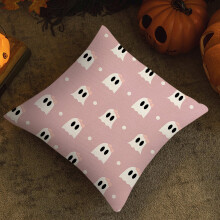 Spook kussenhoes linnen 45x45cm roze