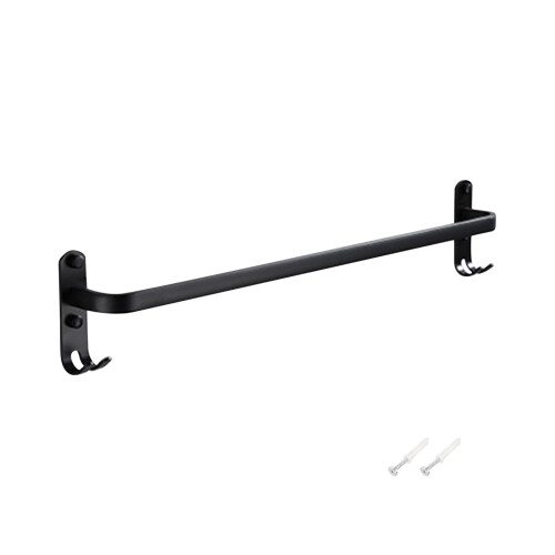 Porte-serviettes double en aluminium noir – Barre