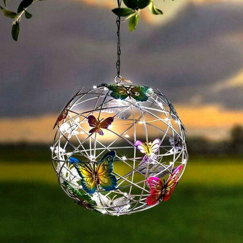 Lampada solare a forma di farfalla – Decorazione da giardino da appendere