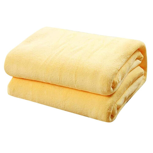 Fleece Throw Blanket 100 x 140 cm Yellow