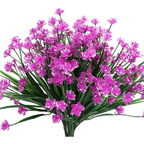 Kunstige udendørs blomsterarrangementer lyserøde, 8-pak