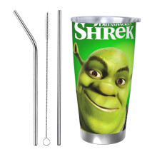 Copo térmico de viagem Shrek de 591 ml em aço inoxidável