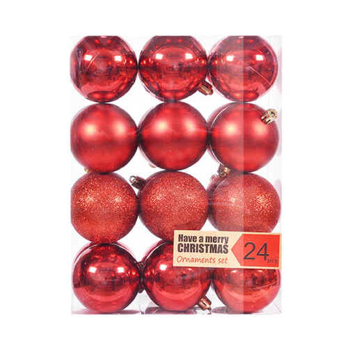 Bolas de enfeite com glitter, 4 cm (1,57 polegadas), 24 peças