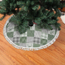 Gonna per albero di Natale con frange in pizzo verde grigio 48 pollici