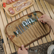Sac de rangement en toile pour couverts, idéal pour le camping et les pique-niques
