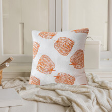 Fløjlspudebetræk til efterår 45x45 cm græskardesign