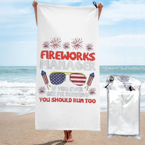 Serviette de plage Fireworks Manager 31 x 63 pouces, polyester-coton